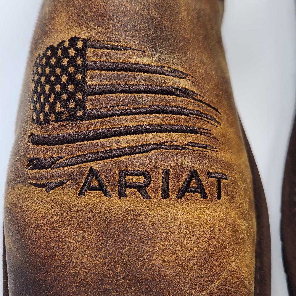Ariat Shoes Mens Size 10 Brown Leather Faux Fur Mule Slippers Flag AR2692-200 - Picture 3 of 15